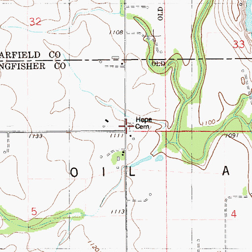Topographic Map of Hope Cemetery, OK