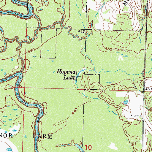 Topographic Map of Hopena Lake, OK