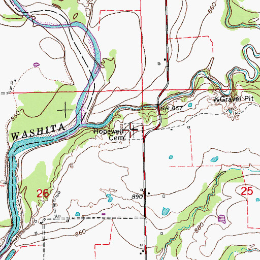 Topographic Map of Hopewell Cemetery, OK