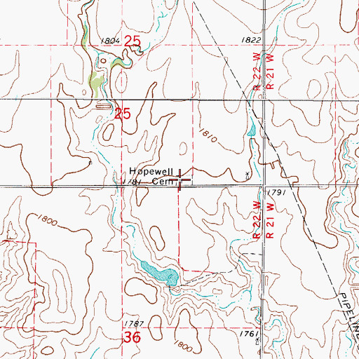 Topographic Map of Hopewell Cemetery, OK
