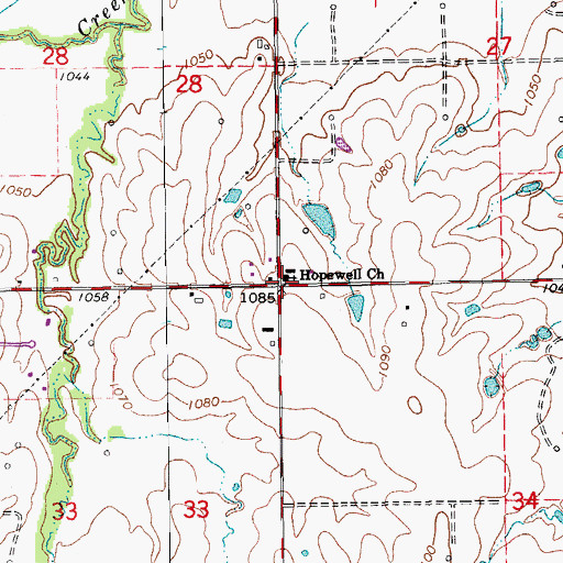 Topographic Map of Hopewell Church, OK