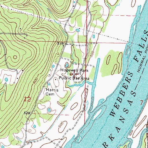 Topographic Map of Hopewell Park Public Use Area, OK