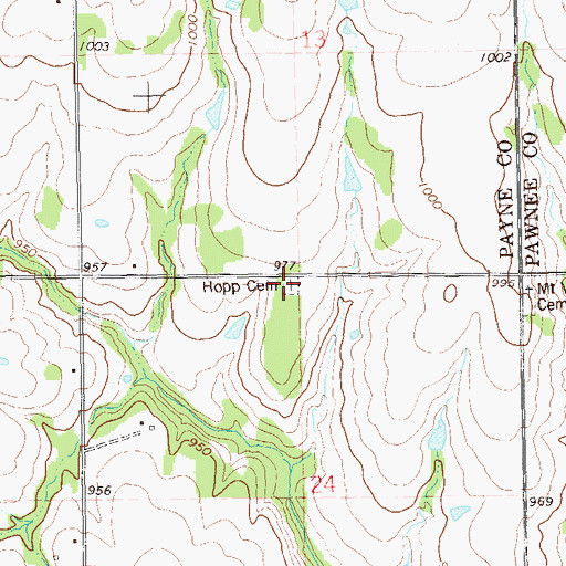 Topographic Map of Hopp Cemetery, OK