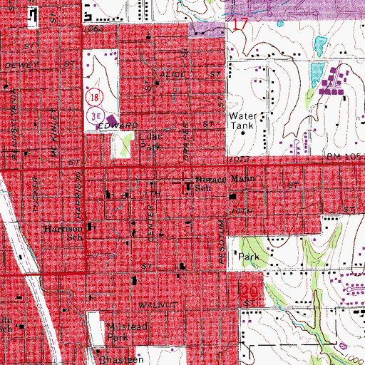 Topographic Map of Horace Mann Elementary School, OK