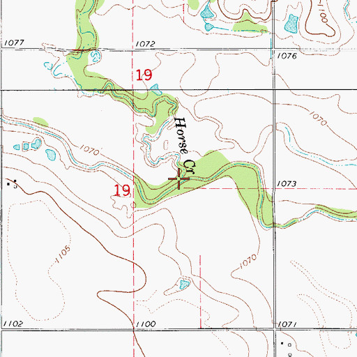 Topographic Map of Horse Creek, OK
