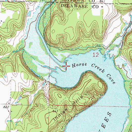 Topographic Map of Horse Creek, OK