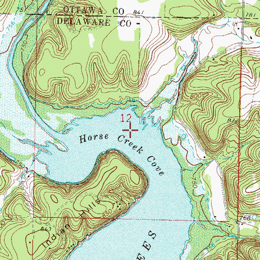 Topographic Map of Horse Creek Cove, OK