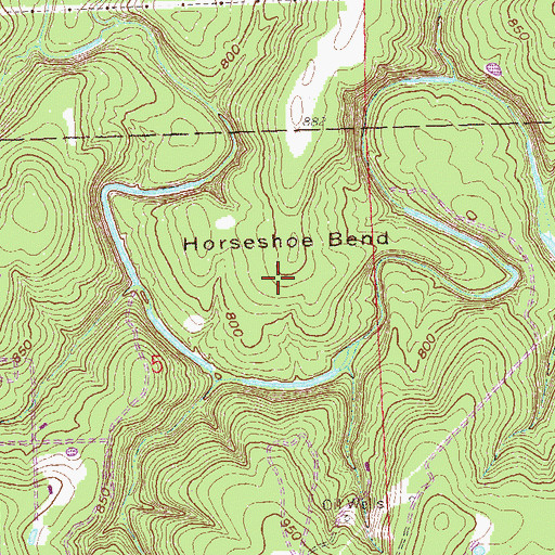 Topographic Map of Horseshoe Bend, OK