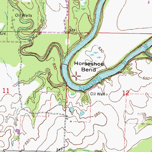 Topographic Map of Horseshoe Bend, OK