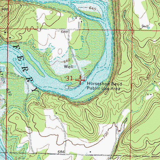 Topographic Map of Horseshoe Bend Public Use Area, OK