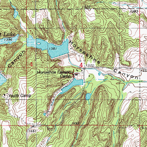 Topographic Map of Horseshoe Canyon Camp, OK