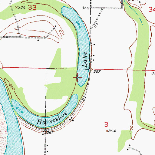 Topographic Map of Horseshoe Lake, OK