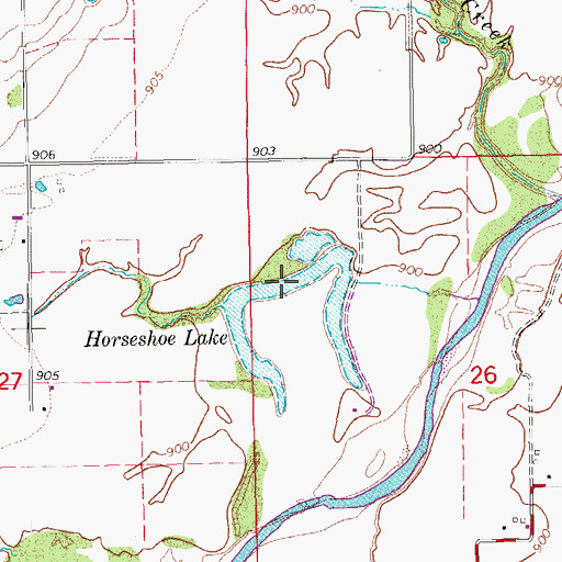 Topographic Map of Horseshoe Lake, OK