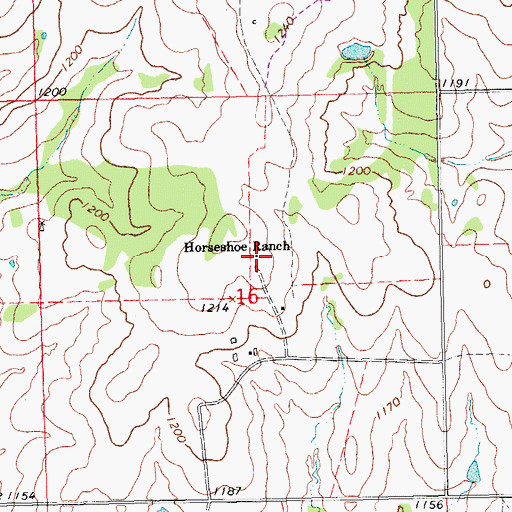 Topographic Map of Horseshoe Ranch, OK