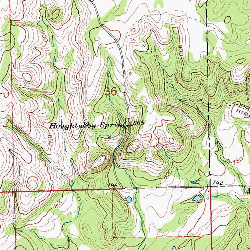 Topographic Map of Houghtubby Spring, OK
