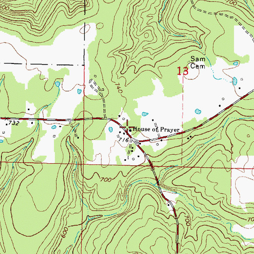 Topographic Map of House of Prayer, OK