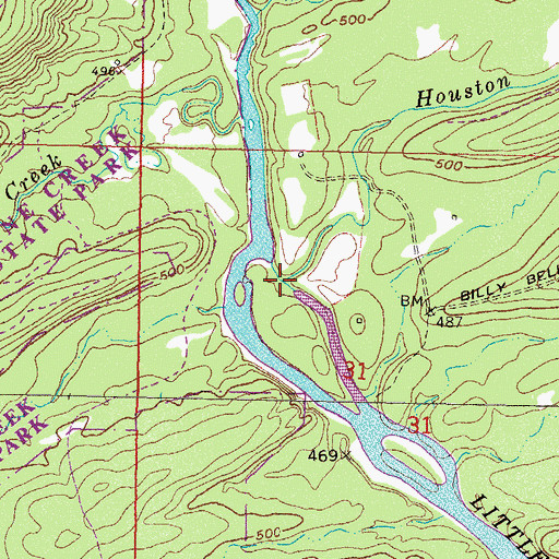 Topographic Map of Houston Creek, OK
