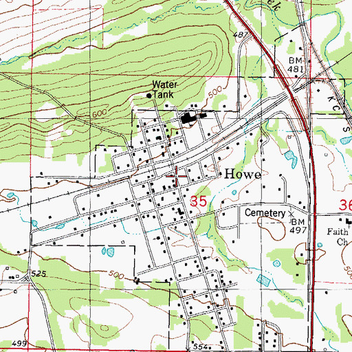 Topographic Map of Howe, OK