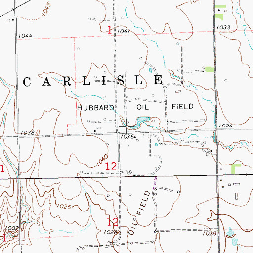 Topographic Map of Hubbard Oil Field, OK