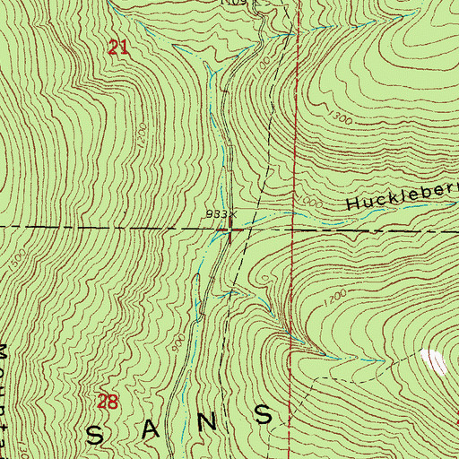 Topographic Map of Huckleberry Hollow, OK