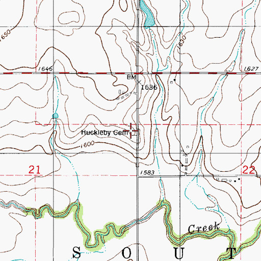 Topographic Map of Huckleby Cemetery, OK