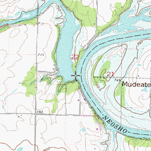 Topographic Map of Hudson Creek, OK