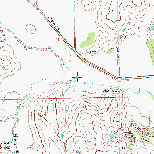 Topographic Map of Hug-me-tight Branch, OK