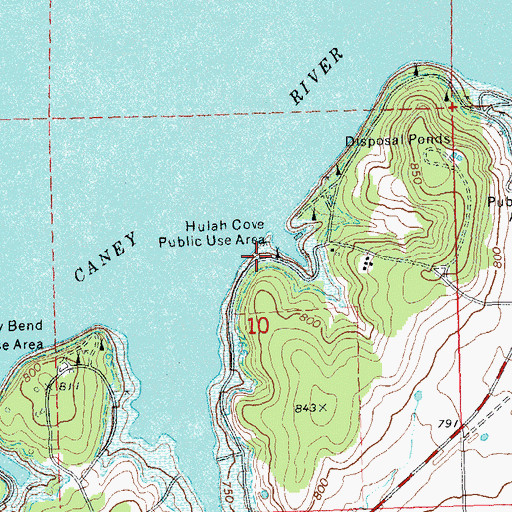 Topographic Map of Hulah Cove Public Use Area, OK