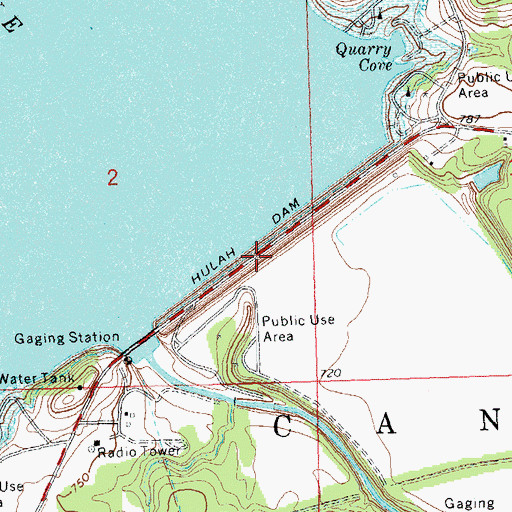 Topographic Map of Hulah Lake, OK