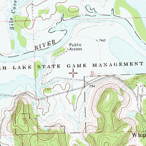 Topographic Map of Hulah Lake State Game Management Area, OK