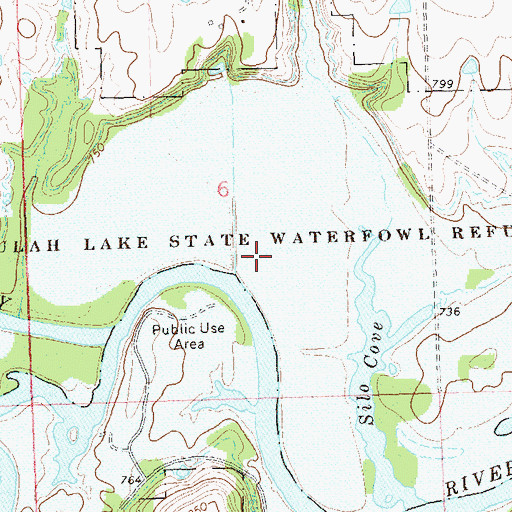 Topographic Map of Hulah Lake State Waterfowl Refuge, OK