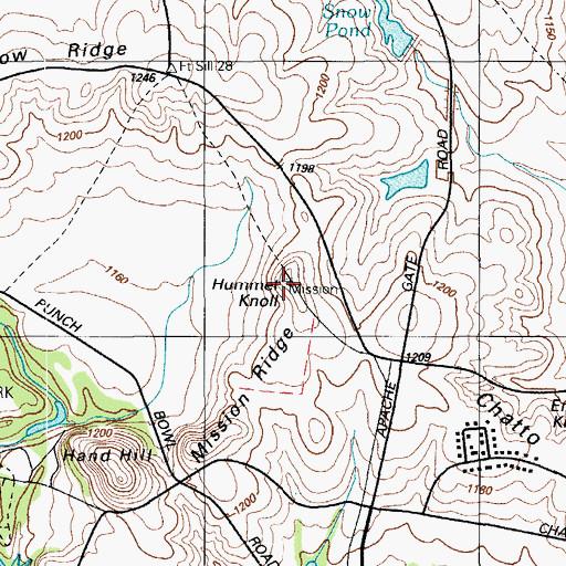 Topographic Map of Hummel Knoll, OK