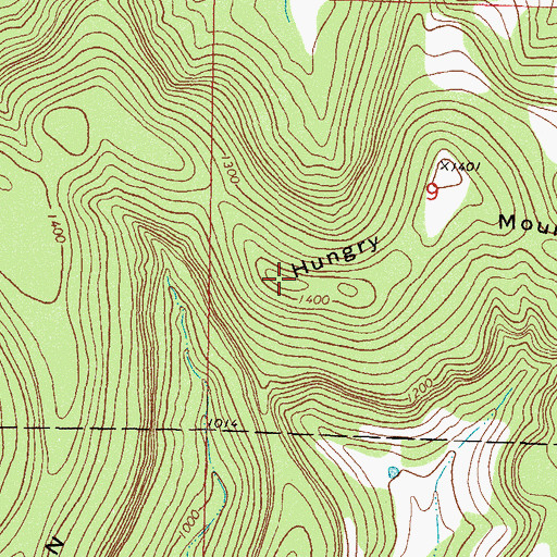 Topographic Map of Hungry Mountain, OK
