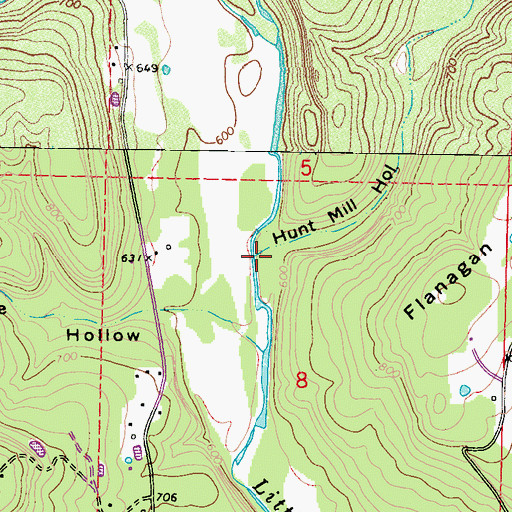 Topographic Map of Hunt Mill Hollow, OK