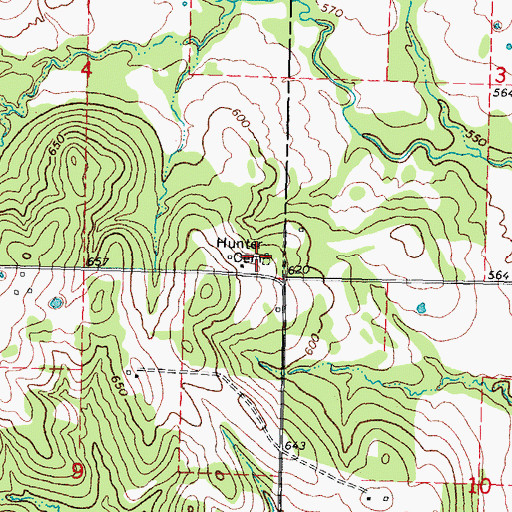 Topographic Map of Hunter Cemetery, OK