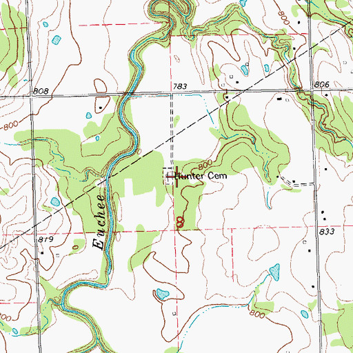 Topographic Map of Hunter Cemetery, OK
