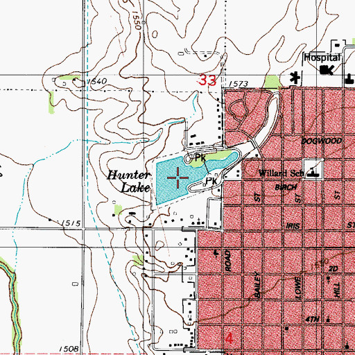 Topographic Map of Hunter Lake, OK