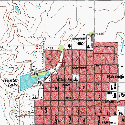 Topographic Map of Hunter Park, OK
