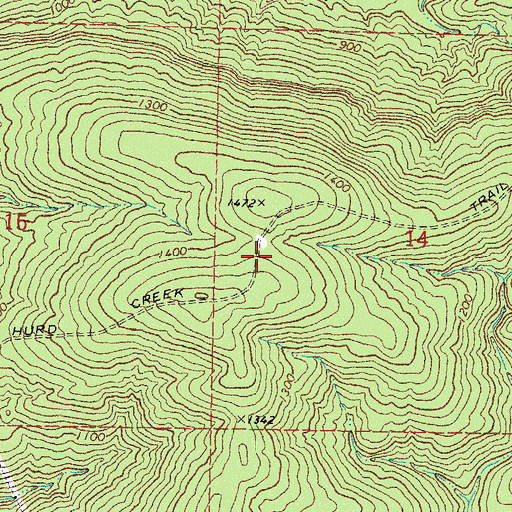Topographic Map of Hurd Creek Trail, OK