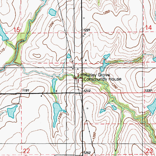 Topographic Map of Hurley Grove Community House, OK