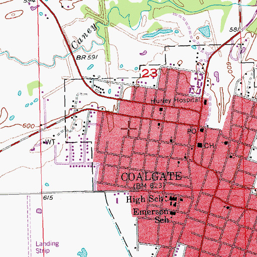 Topographic Map of Mary Hurley Hospital, OK