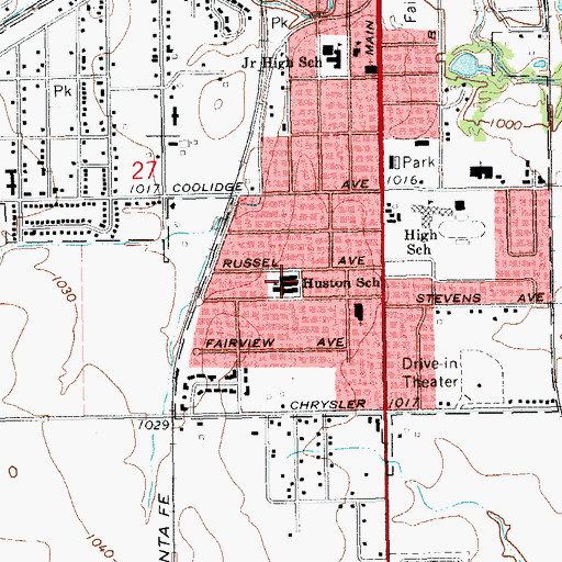 Topographic Map of Huston Center Elementary School, OK