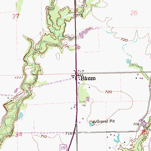 Topographic Map of Hutchins Cemetery, OK