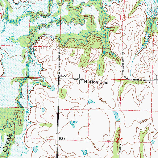 Topographic Map of Hutton Cemetery, OK