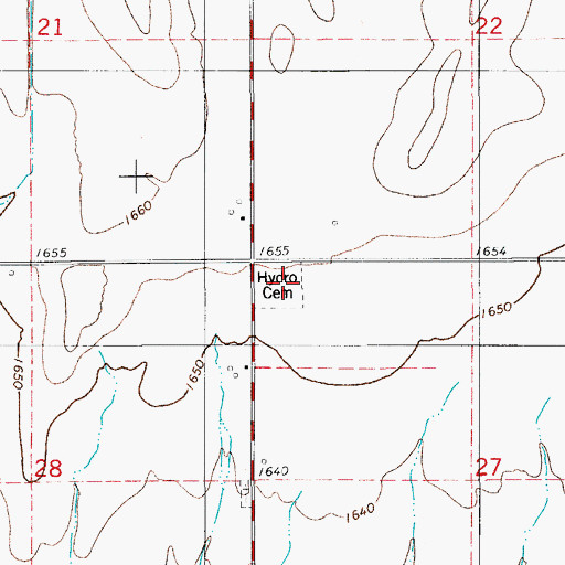 Topographic Map of Hydro Masonic Cemetery, OK
