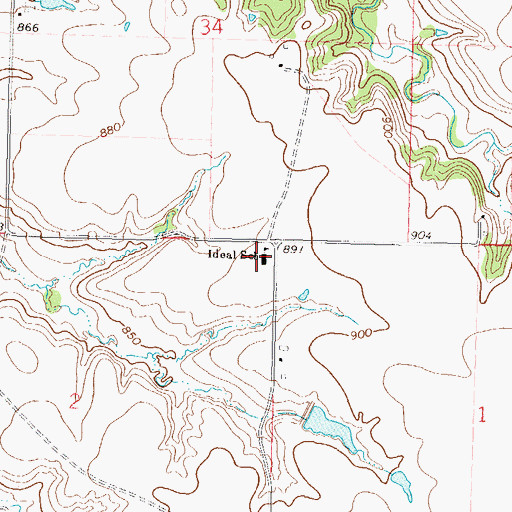 Topographic Map of Ideal School, OK