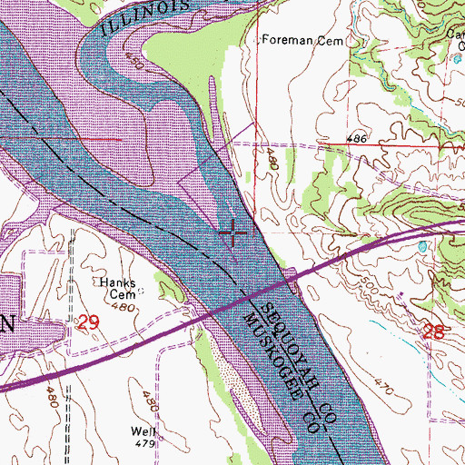 Topographic Map of Illinois River, OK
