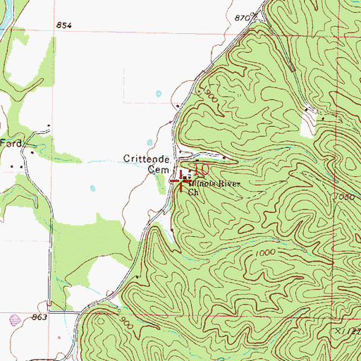 Topographic Map of Illinois River Church, OK