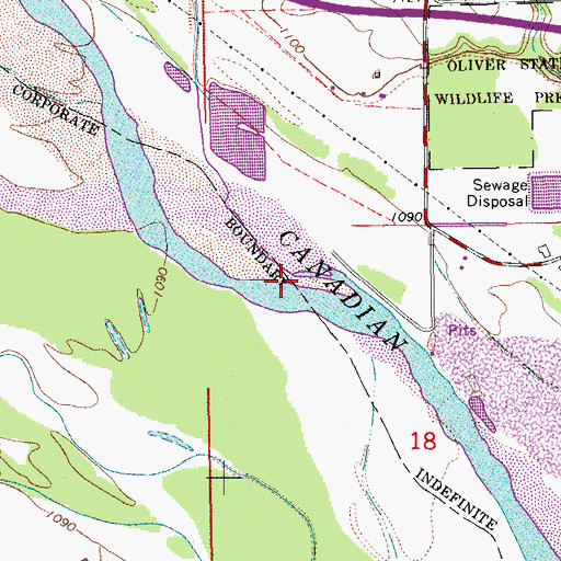 Topographic Map of Imhoff Creek, OK