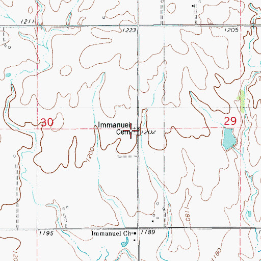 Topographic Map of Immanuel Cemetery, OK